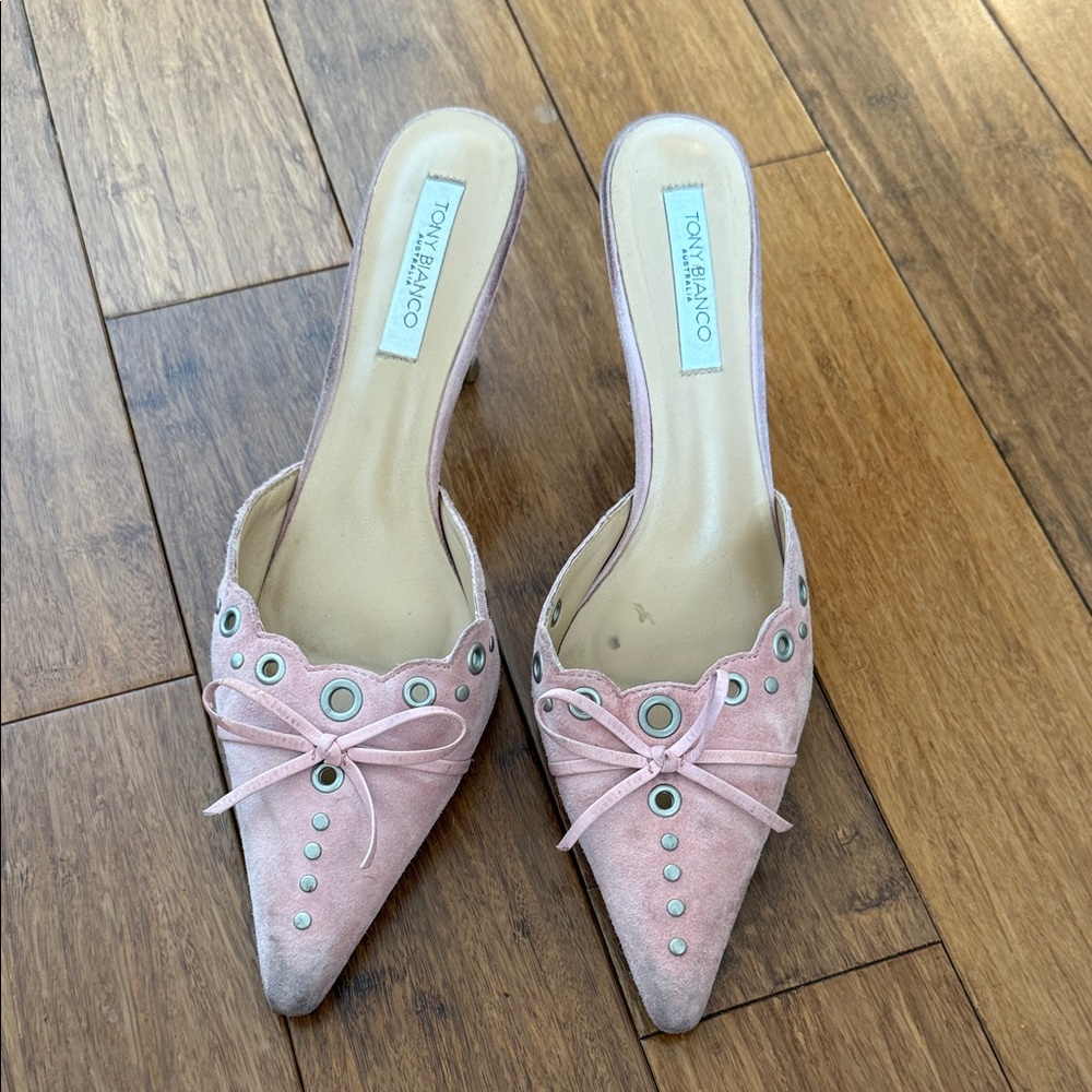 Tony Bianco Pink Mule Heels